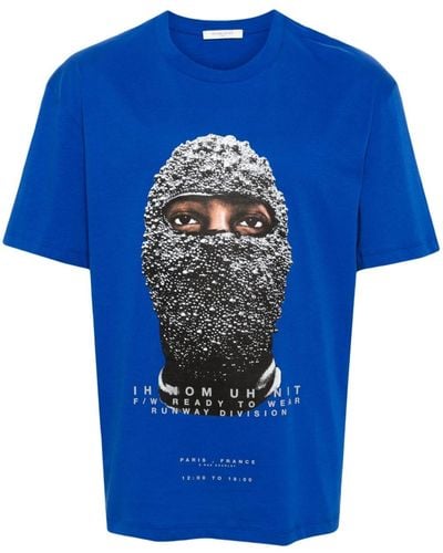 ih nom uh nit Black Mask Cotton T-shirt - Blue