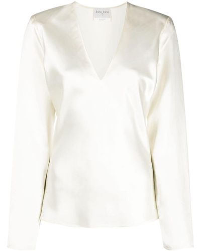 Forte Forte V-neck Long-sleeve Satin Blouse - White