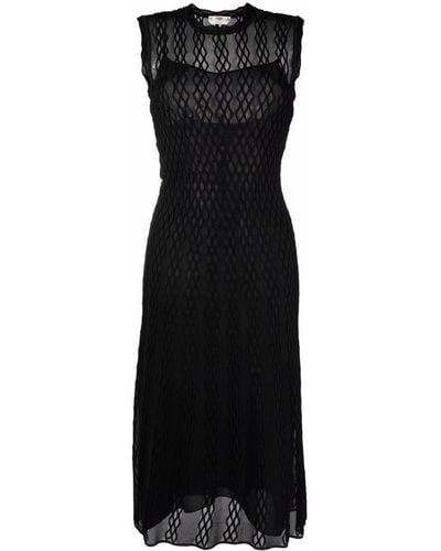 Fendi Open-knit Midi Dress - Black