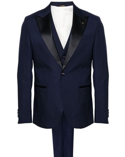Manuel Ritz Three-piece Single-breasted Suit - Blue