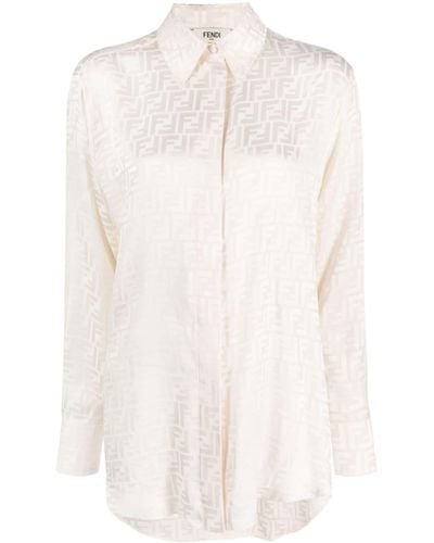 Fendi モノグラム シルクシャツ - ホワイト