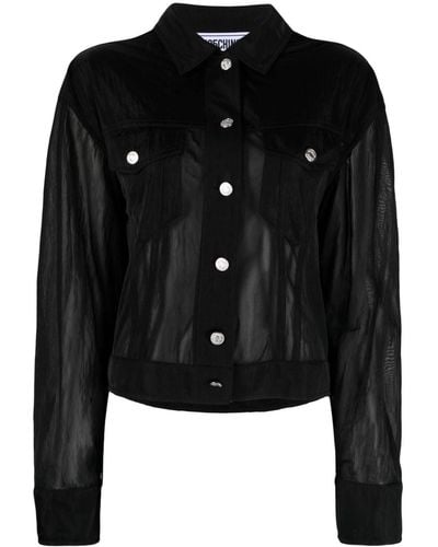 Moschino Jeans Chemise transparent à boutonnière - Noir