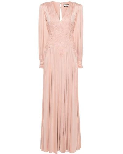 Elisabetta Franchi Lace-Detail Maxi Dress - Pink