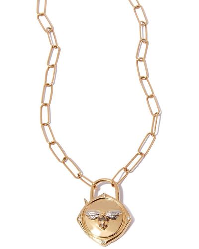 Annoushka 18kt Yellow & White Gold Lovelock Diamond Bee Charm On 14kt Yellow Gold Mini Cable Chain Necklace - Metallic