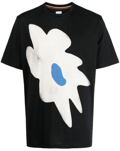 Paul Smith Floral-print Organic Cotton T-shirt - Black