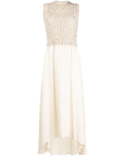 Peserico Langes Kleid mit Lochstrickmuster - Weiß