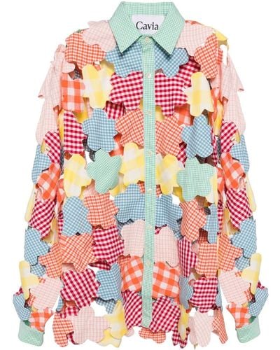 CAVIA Cut-out Patchwork Shirt - Red