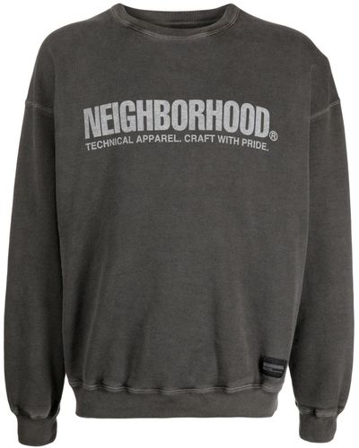 Neighborhood Logo-print Cotton Sweatshirt - Grey