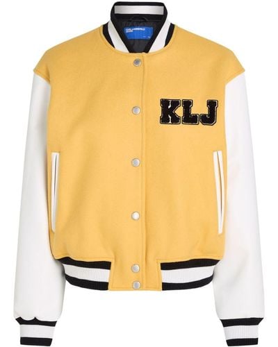 Karl Lagerfeld Klj-appliqué Bomber Jacket - Yellow
