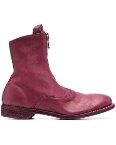 Guidi Zip-up Leather Ankle Boots - Purple