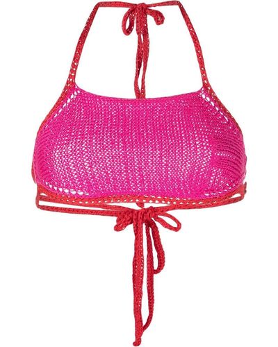 Concepto Crochet-knit Bandeau Top - Pink