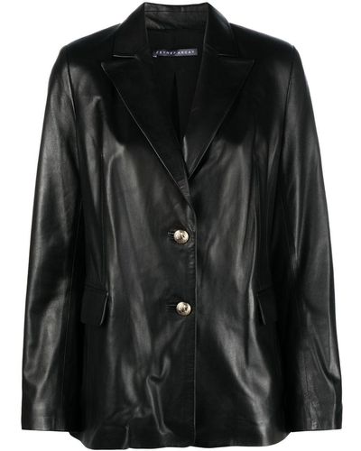 Zeynep Arcay Button-fastening Leather Blazer - Black