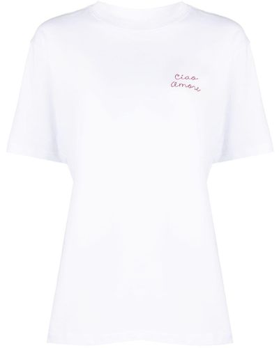Giada Benincasa T-shirt en coton à broderies - Blanc