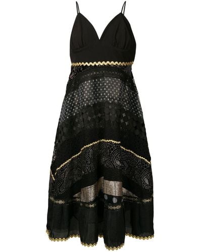 Olympiah Mix Print Sleeveless Midi Dress - Black