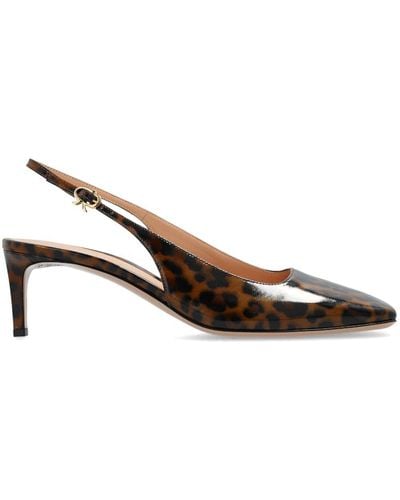 Gianvito Rossi Christina Sling 55mm Animal-print Court Shoes - Brown