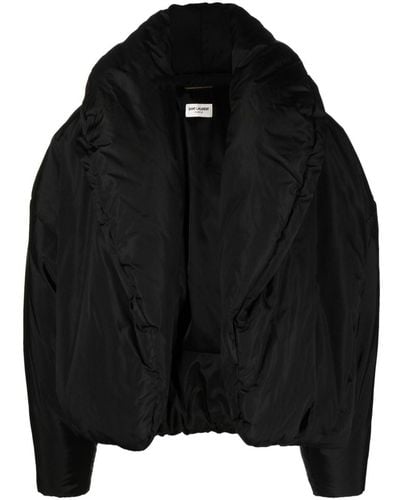 Saint Laurent Chaqueta acolchada Cassandre de piel - Negro