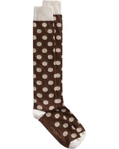Dolce & Gabbana Polka Dot Knee-high Socks - Brown