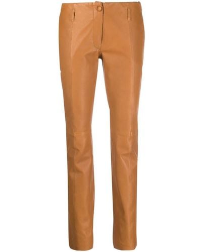 Forte Forte Tapered-leg Leather Pants - Brown