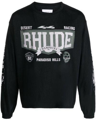 Rhude Logo-print Cotton T-shirt - Black