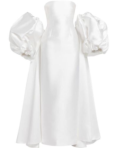 Solace London The Lea Puff-sleeve Gown - White
