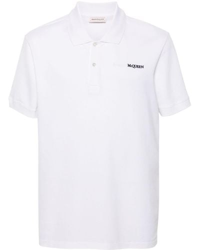 Alexander McQueen Logo-embroidered Cotton Polo Shirt - White