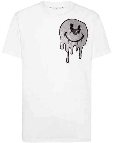 Philipp Plein Smile T-Shirt mit Nieten - Weiß