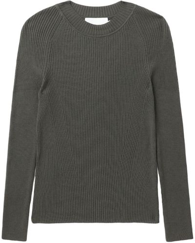 Closed Crew-neck Wool Jumper - Grey