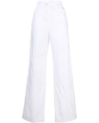 Marine Serre Pantalones anchos con panel de encaje - Blanco