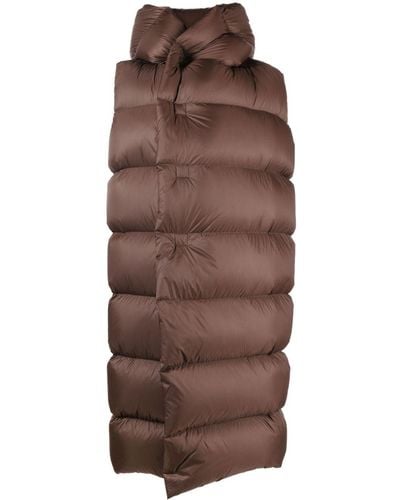 Rick Owens Quilted Hooded Gilet - Brown