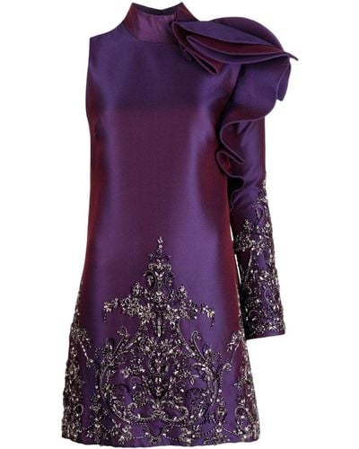 Saiid Kobeisy Mikado One-shoulder Beaded Dress - Purple