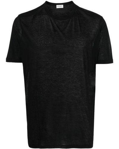 Saint Laurent Meliertes T-Shirt - Schwarz