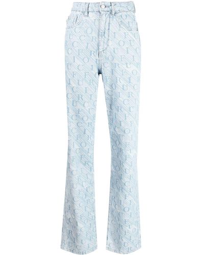 Fiorucci Gerade Jeans mit Monogramm-Print - Blau