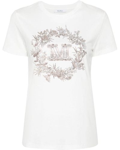 Max Mara T-Shirt mit Strassverzierung - Weiß