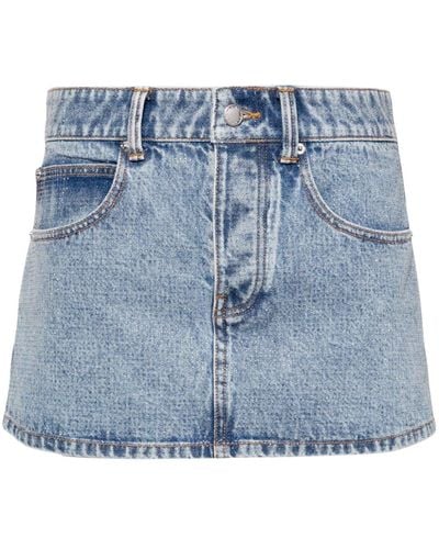 Alexander Wang Rhinestone Denim Mini Skirt - Women's - Cotton - Blue