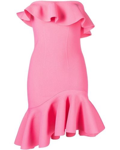 Alexander McQueen Strapless Ruffled Minidress - Pink