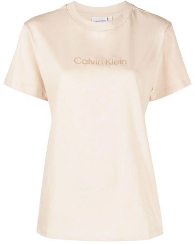 Calvin Klein T-shirt Met Logoprint - Naturel