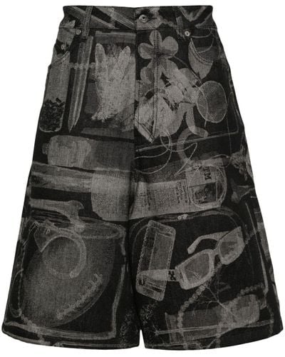 Off-White c/o Virgil Abloh Denim Bermuda Shorts With X-ray Pattern - Black