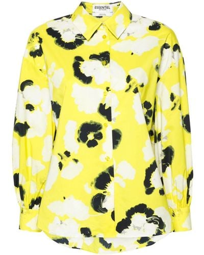 Essentiel Antwerp Camisa texturizada con motivo floral - Amarillo