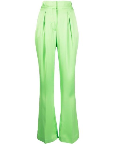 Genny Pleat-detail Flared Pants - Green