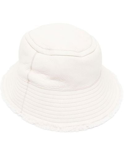 Yves Salomon Lambskin Bucket Hat - White