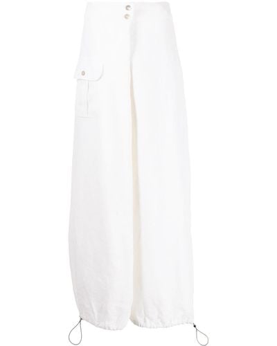 Silvia Tcherassi Pantalon en lin à taille haute - Blanc