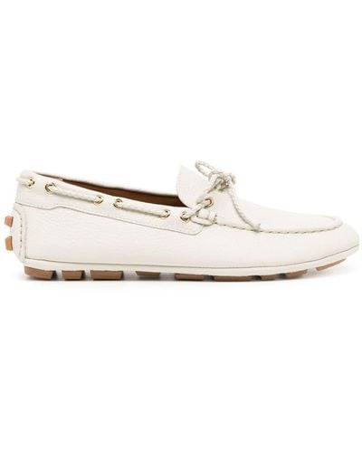 Bally Leather Boat Loafers - White