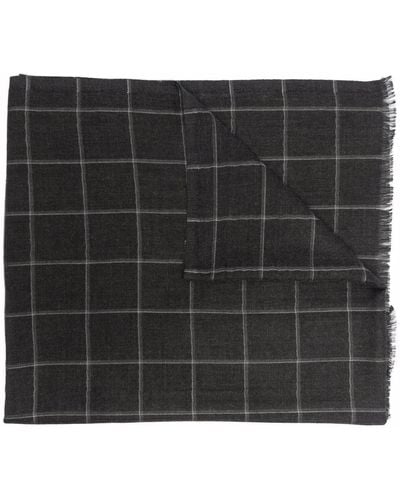 Corneliani Check-print Cashmere-silk Scarf - Black