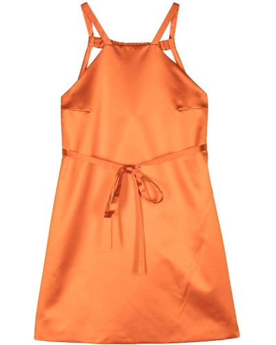 Patou Satin Mini Dress - オレンジ