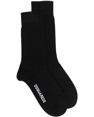 DSquared² Intarsia-knit Logo Socks - Black