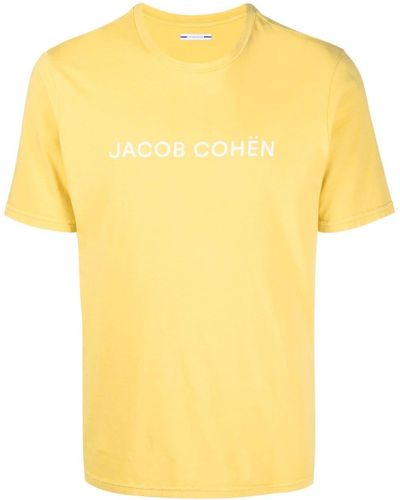 Jacob Cohen T-shirt Met Logoprint - Geel