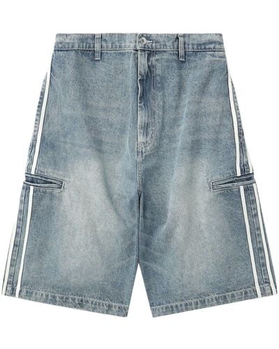FIVE CM Stripe-detail denim shorts - Blau