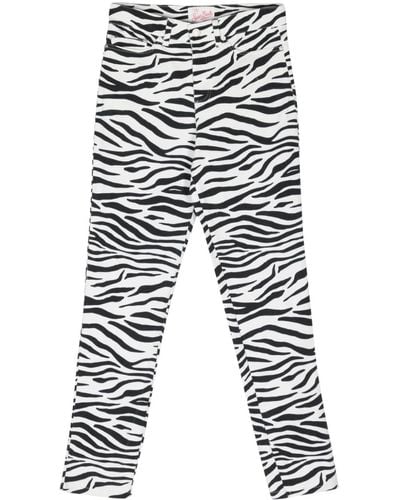 Mc2 Saint Barth Schmale Belleville Jeans mit Zebra-Print - Weiß