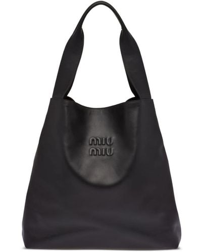 Miu Miu Bolso shopper con logo en relieve - Negro
