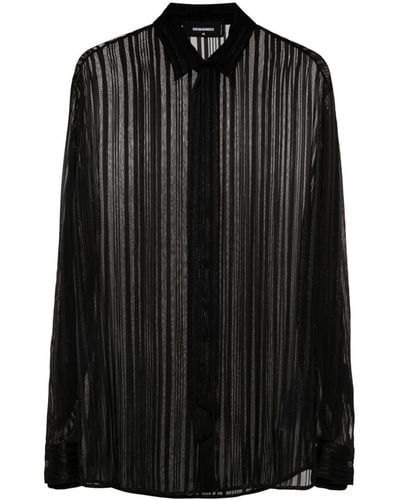 DSquared² Striped Semi-sheer Shirt - Black